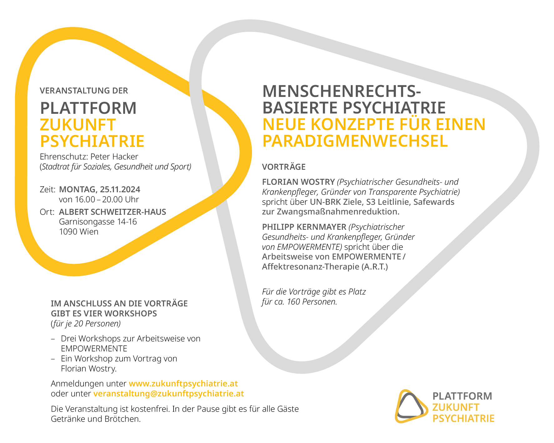 Flyer - Menschenrechtsbasierte Psychiatrie - Neue Konzepte für einen Paradigmenwechsel 